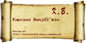 Kapcsos Benjámin névjegykártya