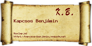 Kapcsos Benjámin névjegykártya